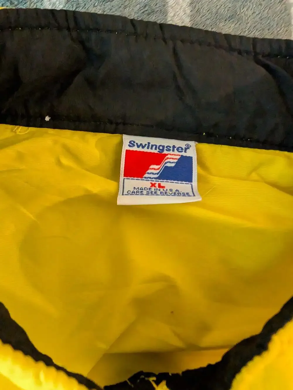 Vintage Pennzoil Racing Bomber Jacket Yellow Black Logo XL